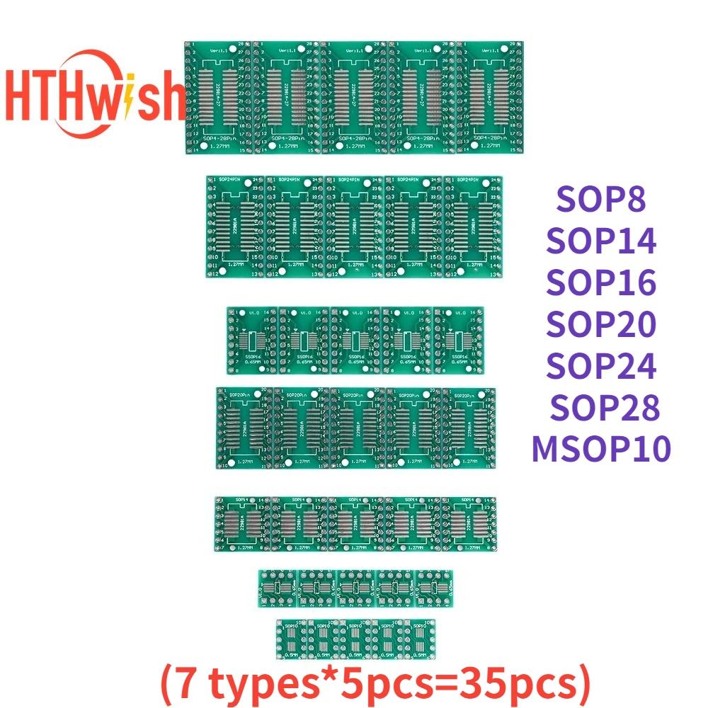 PCB SMD ȸ-DIP  , 7  亸, SOP8 MSOP10 SOP14 SOP16 SOP20 SOP24 SOP28, DIY , Ʈ 35 